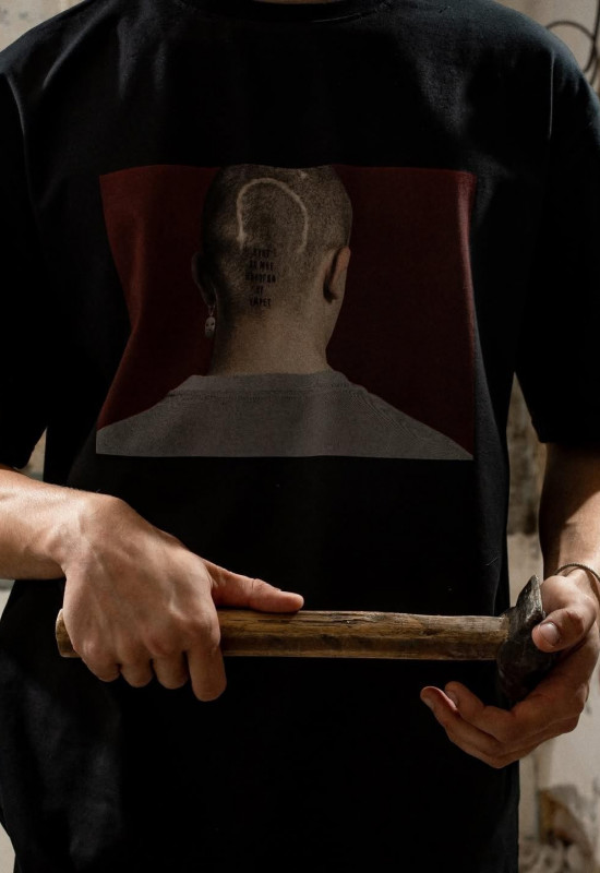 Футболка “Бритая голова” чёрный - Rebel streetwear